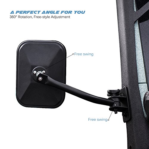 image for MICTUNING Side Mirrors with Anti-Slip Mount Bracket, Adjustable for 19