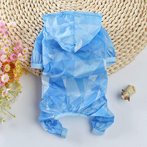 Sayhi Summer Pet Cats Dogs Sunscreen Hoodie Cat Dog Clothes Pet Dog Vest Ruffle Breathable Dog Apparel(Blue,XL)