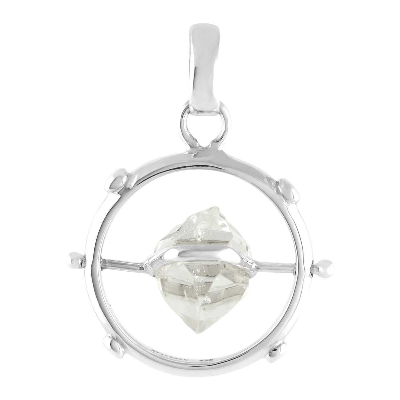 Starborn Herkimer Crystal Rotatable Natural in 925 Sterling Silver Pendant, Sterling Silver Gemstone, Quartz Herkimer Quartz