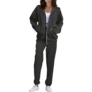 Vividcrate Womens Sweatsuits 2 Piece Set Full Zip Casual Winter Long Sleeve Hoodie and Sweatpants Fall Tracksuit