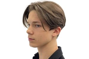 Kaneles Mens Brown Wig Short Straight Men Wigs Synthetic Wig Realistic Natural Middle Part Wigs for Men (Brown)