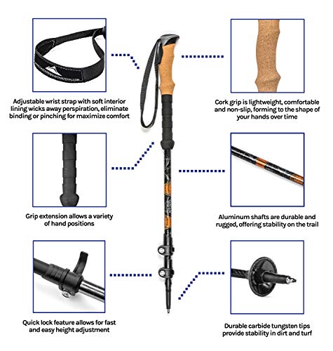 Cascade Mountain Tech Aluminium verstelbare trekkingstokken - lichtgewicht snelslot wandel- of wandelstok - 1 set (2… - Image 3