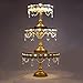Aurora 3-Piece Gold Rechargeable LED Cake Stand Set, Round Metal Crystal Cupcake Dessert Display Pedestal Wedding Party Display, Chargers Included