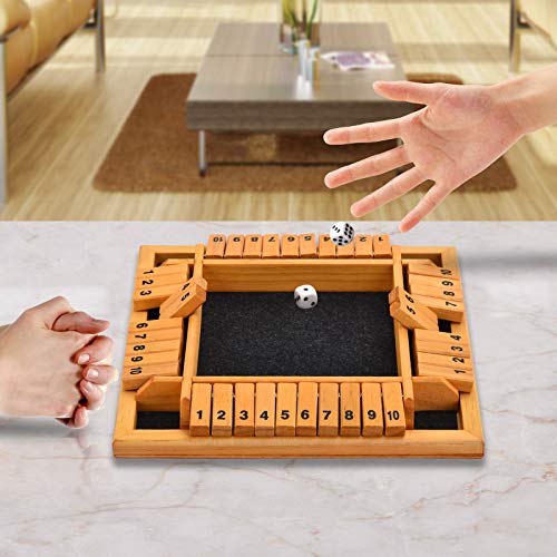QuadPro Shut The Box Wooden Bar Dice Game, 2 to 4 Player Classics Family Game for Kids and