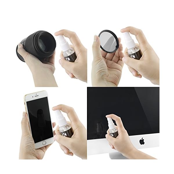 Camkix Objektiv und Bildschirm Reinigungs Kit - Reinigungsspray, Mikrofasertuch – Reinigung des Kameraobjektivs Ihrer DSLR oder Kameras – für Ihr Smartphone, Tablet, Laptop, etc. (2) – Bild 3