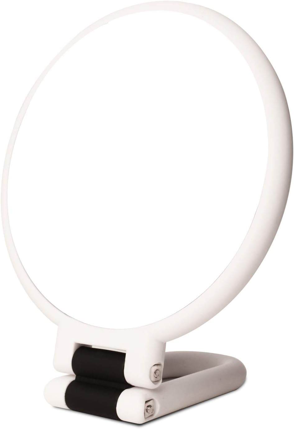 10x 1x Double Sided Magnifying Hand Mirror, Handheld Mirror Hand Held Mirror with Folding Handle, Travel Makeup Mirror with 10x Magnification, Vanity Round Makeup Mirror with Stand (White) : Beauty