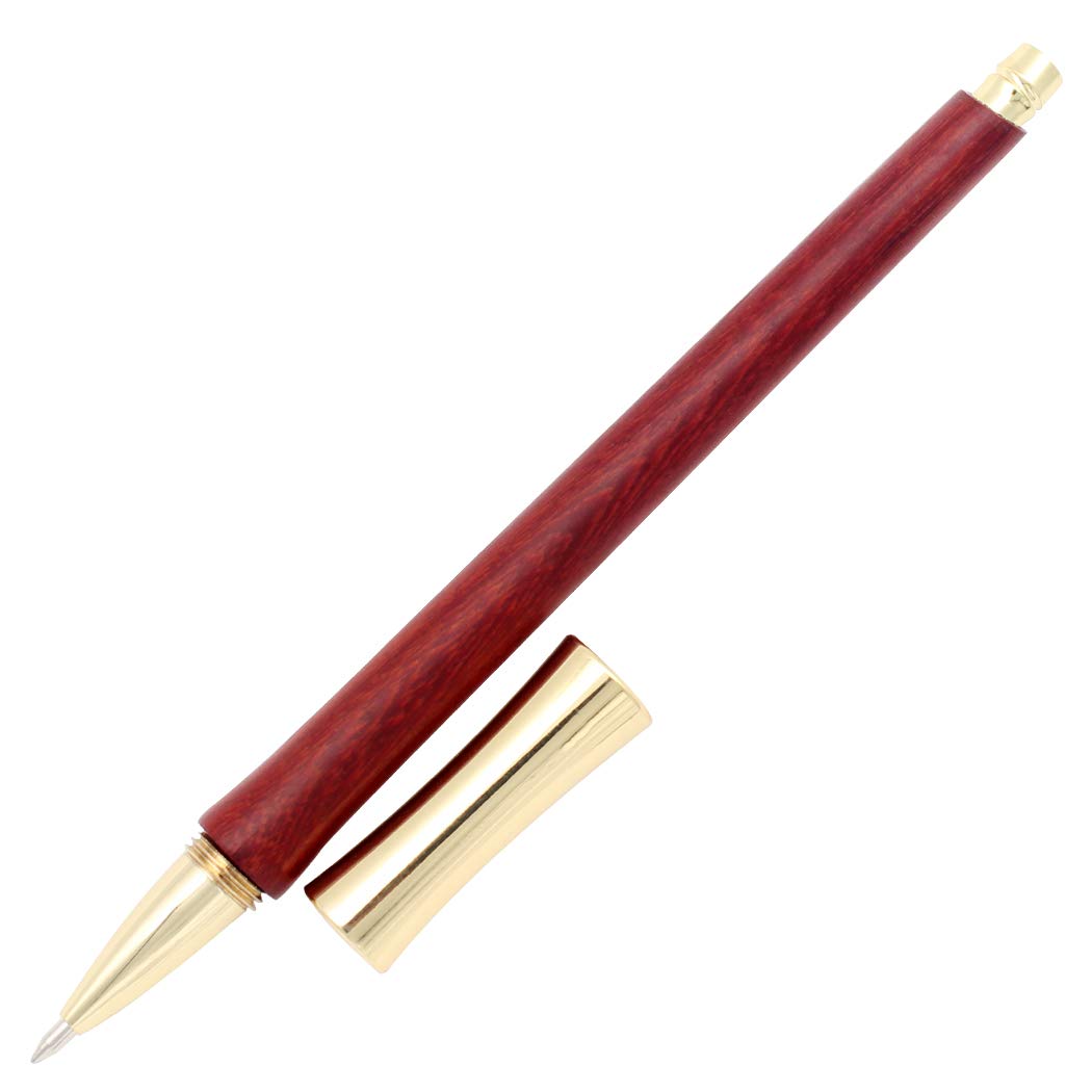 Gullor Handcrafted Wooden Liquid Ink Rollerball Pen A807, Golden Pen Cap, Creative Gift Pen, Red