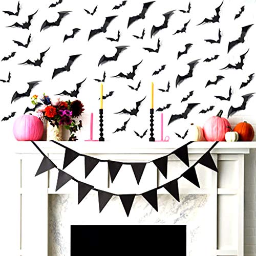 ZPOKA-60PCS-Halloween-Party-Supplies-PVC-3D-Decoration-Realistic-Horror-Bat-Wall-Decal-Wall-Sticker-DIY-Halloween-Decoration-Home-Interior-Window-Decoration-Set-Balck