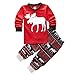 Kids Little Boys Girls Christmas Deer Shirt and Pants Pajamas Set(100(3-4Y), Red)