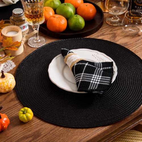 AHHFSMEI Round Braided Placemats 15 Inch Round Table Mats for Dining
