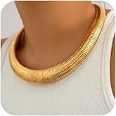 BONJOULRY Chunky Gold Choker Necklace for Women, 14K Gold Plated Snake Chain Statement Necklace Triple Twsited Layered Choker Necklaces Jewelry Gifts