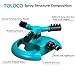 TOLOCO Garden Sprinkler, 360° Automatic Rotating Portable Lawn Sprinkler, Adjustable Gardening Supplies 3 Arm Nozzle Watering System- Water Up to 3,600 Sq. Ft. Coverage (Type 1)