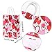 Cooraby 20 Pieces Valentines Day Paper Bags Valentine's Day Party Kraft Bags Paper Red and Pink Color Hearts Bags with Handle for Party Favors