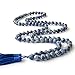 OVALBUY 8mm 108 Blue White Stone Beads Buddhist Prayer Mala Necklace/Wrist Mala