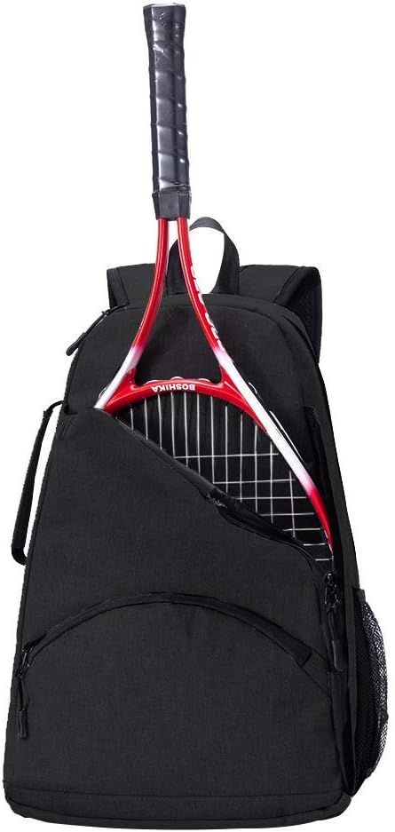 hothuishi Lightweight Tennis Backpack for Kids, Tennis Racket Racquet Holder Bag Backpack, Racket Holder Sport Bag for Tennis, Racquetball, Squash, Other Essentials (Black)