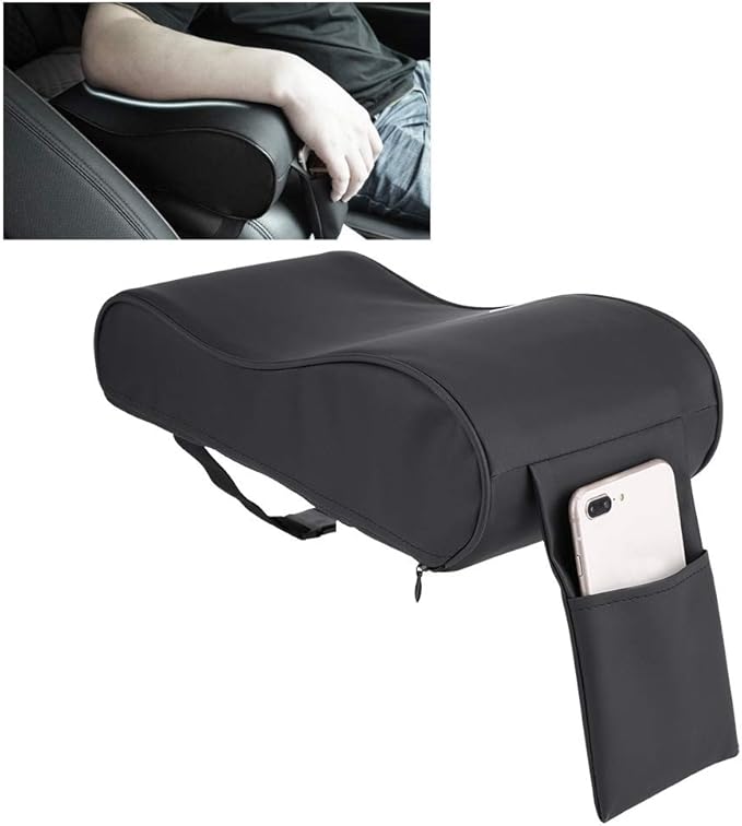 KIMISS Almohadilla de Reposabrazos universal de cuero [Espuma de memoria] - Estera auto del amortiguador - Cubiertas con bolsillo para celular: Amazon.es: Coche y moto