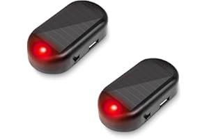 KAGOR Car Alarm Light Car Solar Power Simulated Dummy Alarm Warning Anti-Theft LED Flashing Security Light with New USB Port, Red x2