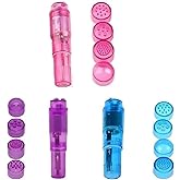 Finever Small Mini Vibrating Massager Handheld Portable Tool for Women with 4 Heads Pocket Pen for Face Neck Head Back and Shoulder Pink Purple and Blue