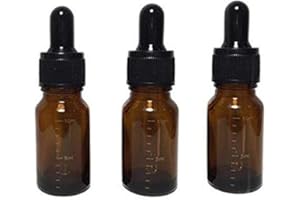 ERICOTRY 3 Pcs 10ml 0.34oz Empty Refillable Amber Glass Graduated Dropper Bottle Essential Oil Cosmetics Elite Fluid Container Jar Pot Holder with Glass Pipette Dropper