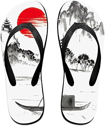 Tisky Unisex Athens Flip Chinese Style Landscape Paint Red Sun