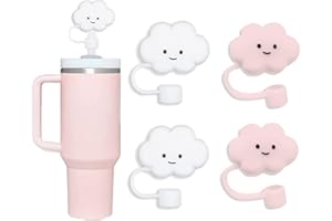 SEEZIZI 4Pcs Straw Covers Cap Toppers Compatible with Stanley 30&40 oz Tumbler Cups,Reusable Cute Silicone Straw Tips Lids Protectors for 0.4 in/10mm Stanley Cups Straws Accessories