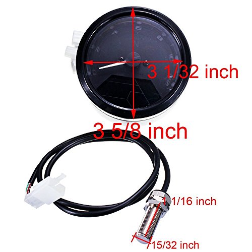 Welugnal MPH/KMH 124MPH/ 199kmh 12000 rpm LCD Digital Speedometer Tachometer Odometer for 4 stroke 1/2/4 Cylinders Motorcycle