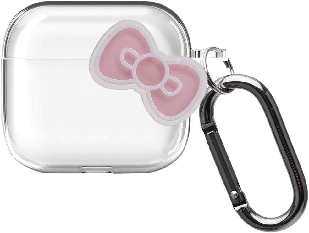 ONLYOU 韓国 立体 リボン PC エアーポッズ4 用 ケース Airpods4 (第4世代) ハードケース ピンク の商品画像