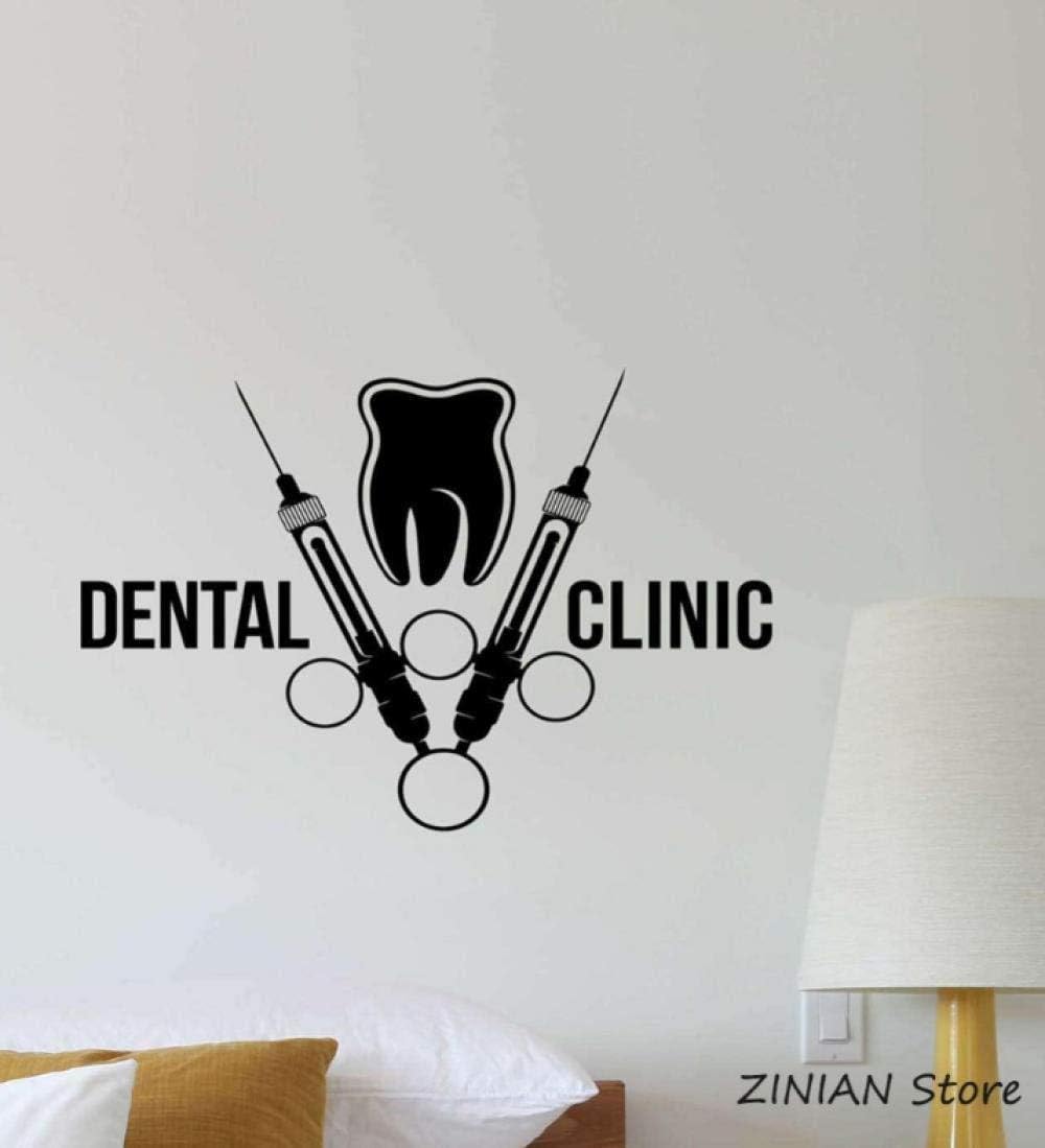 xmksd Wall Stickersdental Clinic Wall Sticker Bathroom Poster Child Room Decal Dental Care Dentist Syringe Vinyl Art Sticker Art 63X42Cm