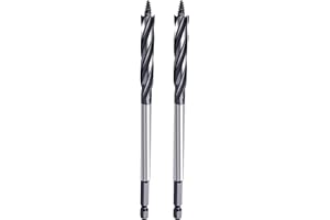 2 Pack 3/8 inch x 6-1/2 inch Auger Drill Bit for Wood, 1/4 inch Hex Shank Auger Drill Bit for Hard Wood,Soft Wood, Plywood and Plastic (3/8 in x 6-1/2 in) GRIXLEN