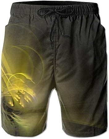 PPANFKEI Yellow And Black Mens Fashion Quick Dry Lightweight Boardshorts Loose Fit Drawstring Closure Bike Shorts With Pockets For Surf Running Swimming Watershort