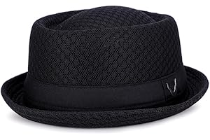 Summer Mesh Pork Pie Hat Trilby Fedora Hat for Men Women Roll-Brim Travel Beach Sun Hat Vintage Bowler Derby Cap UPF 50+