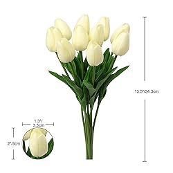 10 Pcs Cream Tulips Artificial Flowers Real Touch