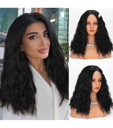Amazon.com : Fabunity 18 Inch Black Wavy Synthetic Wig for  display picture 1