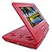 KORAMZI 7 inch Portable DVD Player with Rechargeable Battery, SD Card Slot and USB Port Swivel and Fold Portable DVD/CD/MP3 Player with Matching Color Headphones AC/DC Adapter (Red)- PDVD777