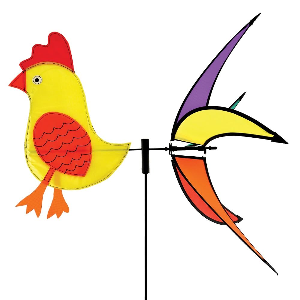 BROOKITE from Peterkin | Chicken Spinner | Brightly coloured Chicken Spinner with 5 tails that will spin in the wind! | 47cm x 50cm with a 1m pole | Kites & Pinwheels | Outdoor Toys | Ages 3+