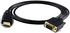 HDMI to VGA Adapter Cable, 1080P HDMI Male to VGA Male M/M Video Converter Cord VGA Adapter Compatible with Compatible for Computer, Laptop, PC, Monitor, Projector, HDTV, DVD, Xbox - 6 Feet