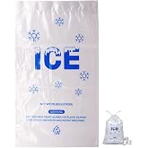 Belinlen 100 PACK 20 lb. Plastic Drawstring Ice Bags 14 x 28 Inch Heavy-Duty Ice Bags with Plastic Draw String (2.8mil Thickness)