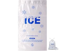 Belinlen 100 PACK 20 lb. Plastic Drawstring Ice Bags 14 x 28 Inch Heavy-Duty Ice Bags with Plastic Draw String (2.8mil Thickness)