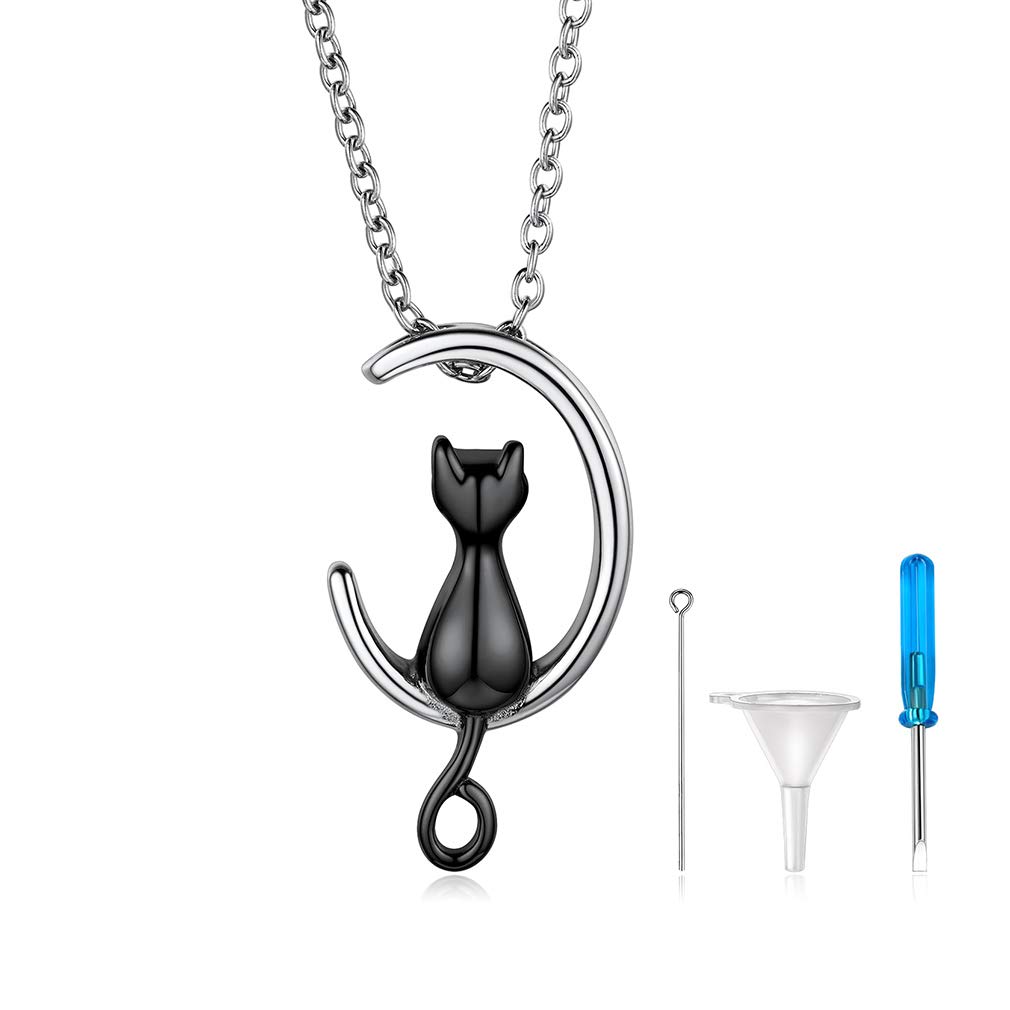 Custom4U Cat Ashes Pendant for Women-Memorial Keepsake Jewellery with Filling Tool-Cremation Urn Necklace for Ashes Daughter