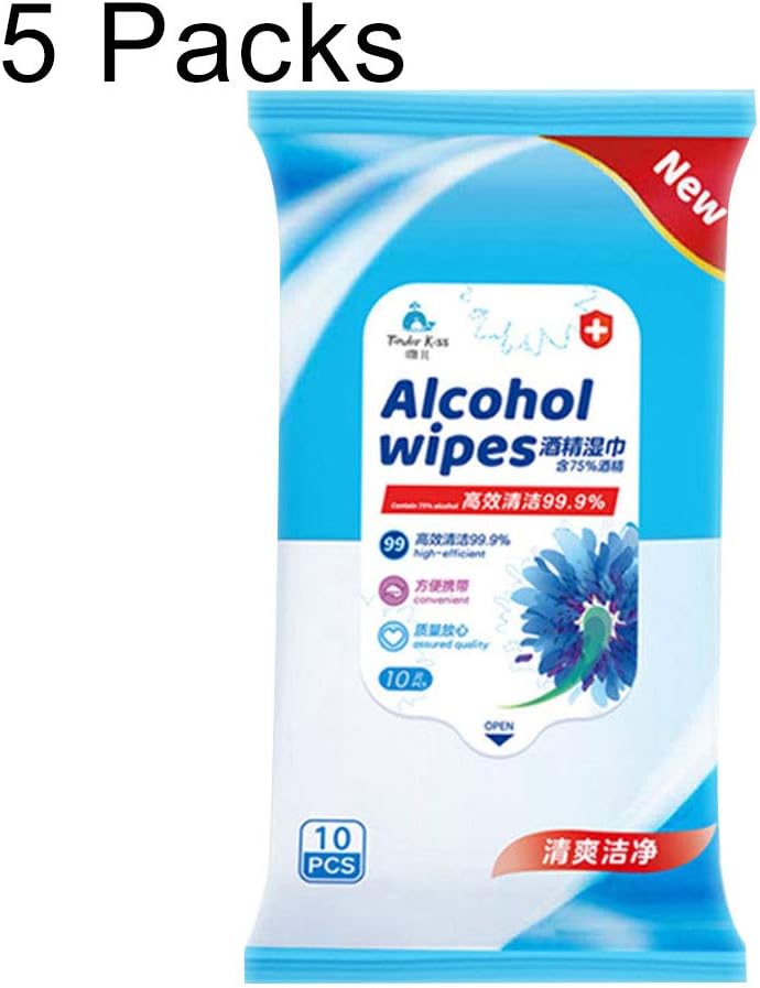 Quietcloud 5 Pack Wet Wipes Paper Tissue Wrapped Wipes for Travel Wipes Clean and Hygienic Nursing Cleaning Wipes 5 Packs