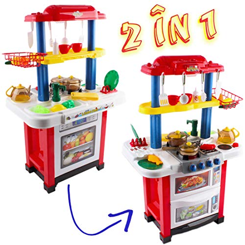 deAO Kinder-Küchenspielset “Happy Little Chef” (“Fröhlicher kleiner Koch”) mit Sound-und Lichteffekten und… – Bild 3