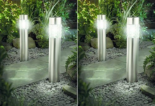 4er Set Solar Gartenleuchten Mit Bewegungsmelder Metall Glas Rund Solarlampe Led Solarleuchte Wegeleuchte Xxl 56cm Edelstahl