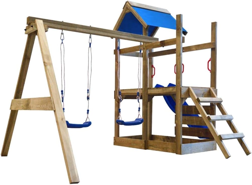 playhouse set with ladder slide and swings