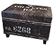 NACH FJ-14-1042B Rectangular Industrial Faux Leather Storage Stool and Ottoman, Black