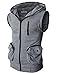 H2H Mens Fashion Active Slim fit Sleeveless Hoodie Zip with Pockets GRAYBLACK US XL/Asia XL (CMOHOSL01)