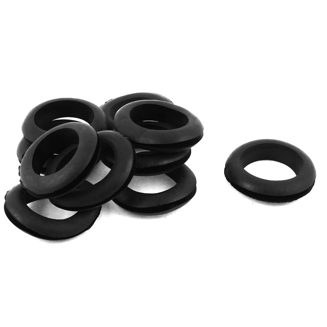 sourcing map 10 Pcs Black Rubber 35mm Open Hole Ring Dual Side Cable Wiring Grommet