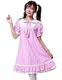 ezShe Womens Lace Short Puff Sleeves Baby-doll Dress with Star Painting, M