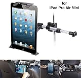 Neetto Car Headrest Tablet Mount, Backseat Holder for iPad Pro Air Mini, Tablets, Nintendo Switch, iPhone, Smartphones & 4'' to 10.5'' Devices, 360° Rotation, Support Two Positions with Extendable Arm