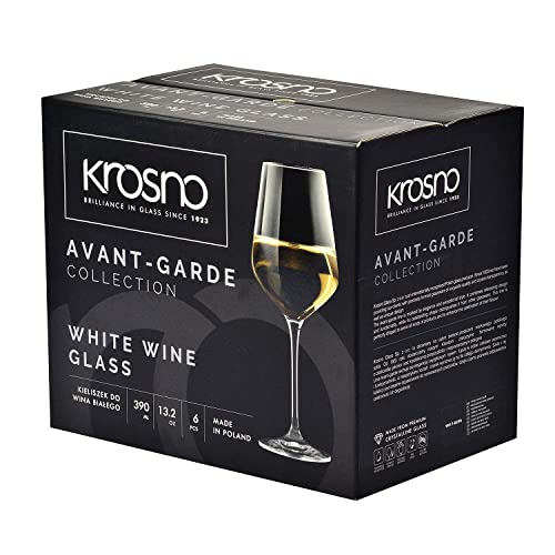 KROSNO Large White Wine Glasses Set of 6 13.2 oz AvantGarde
