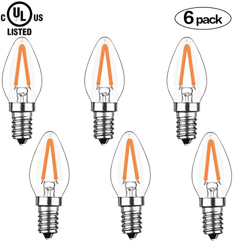 Aokairuisi 2W LED Filament Mini LED Night Light Bulb Candelabra Bulb 150LM E12 Candelabra Base Lamp Refrigerator Bulb Red (6 Pack)